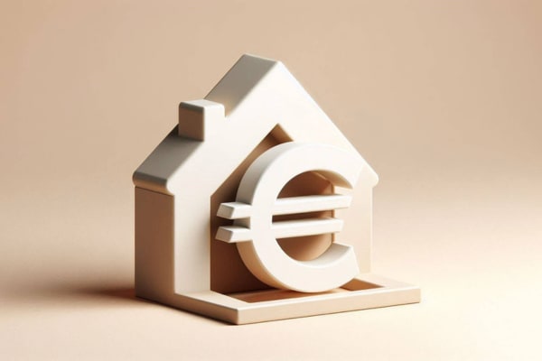 Une maison avec le signe euro